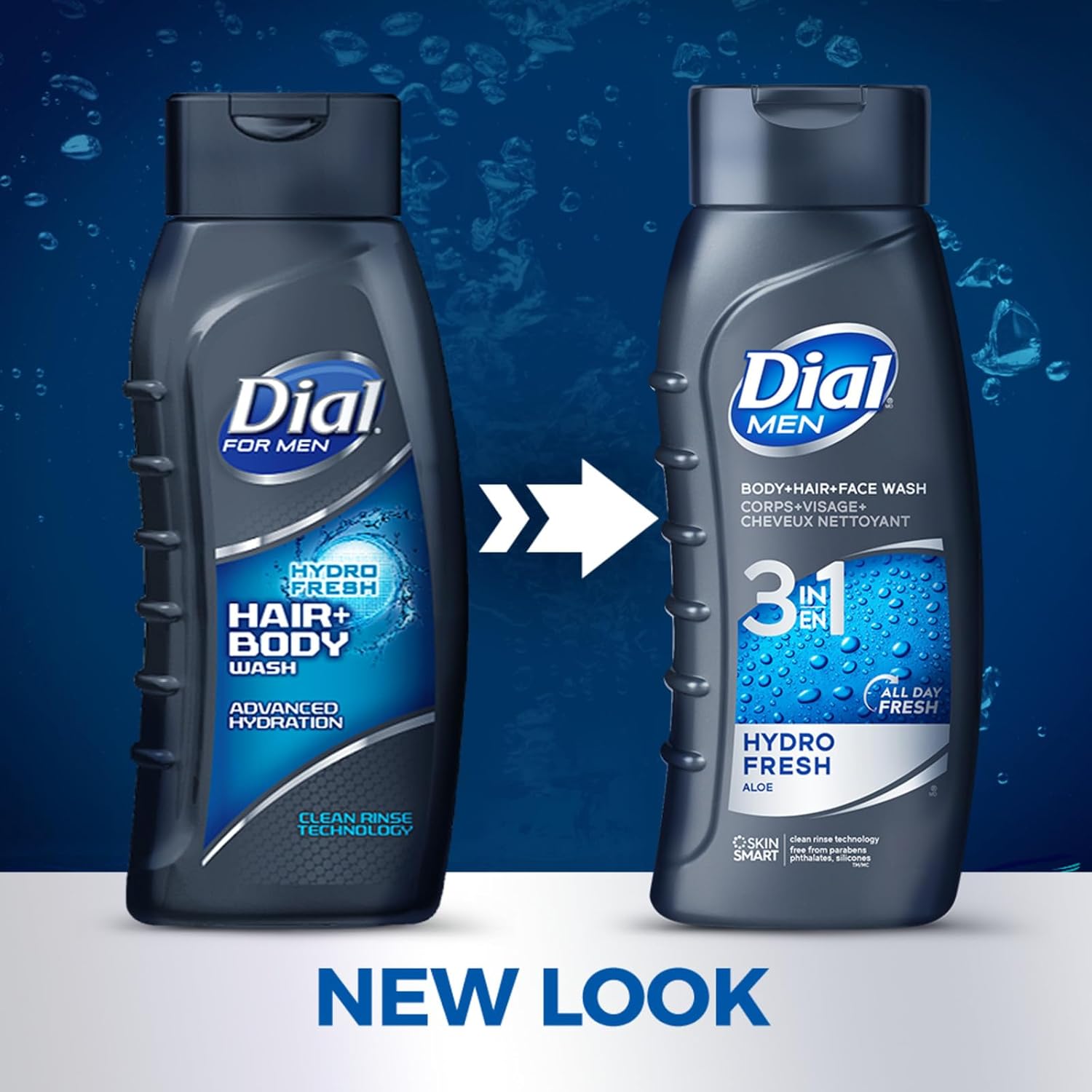 Dial Men 3in1 Body, Hair and Face Wash, Hydro Fresh, 16 fl oz, Pack of 6 - Image 3