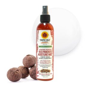 Tropic Isle Living Strong Roots Red Pimento Moisture Mist 8oz | Jamaican Black Castor Oil Promotes Hair Growth, Detangles, Reduces Frizz, Adds Shine, Treats Damaged Hair