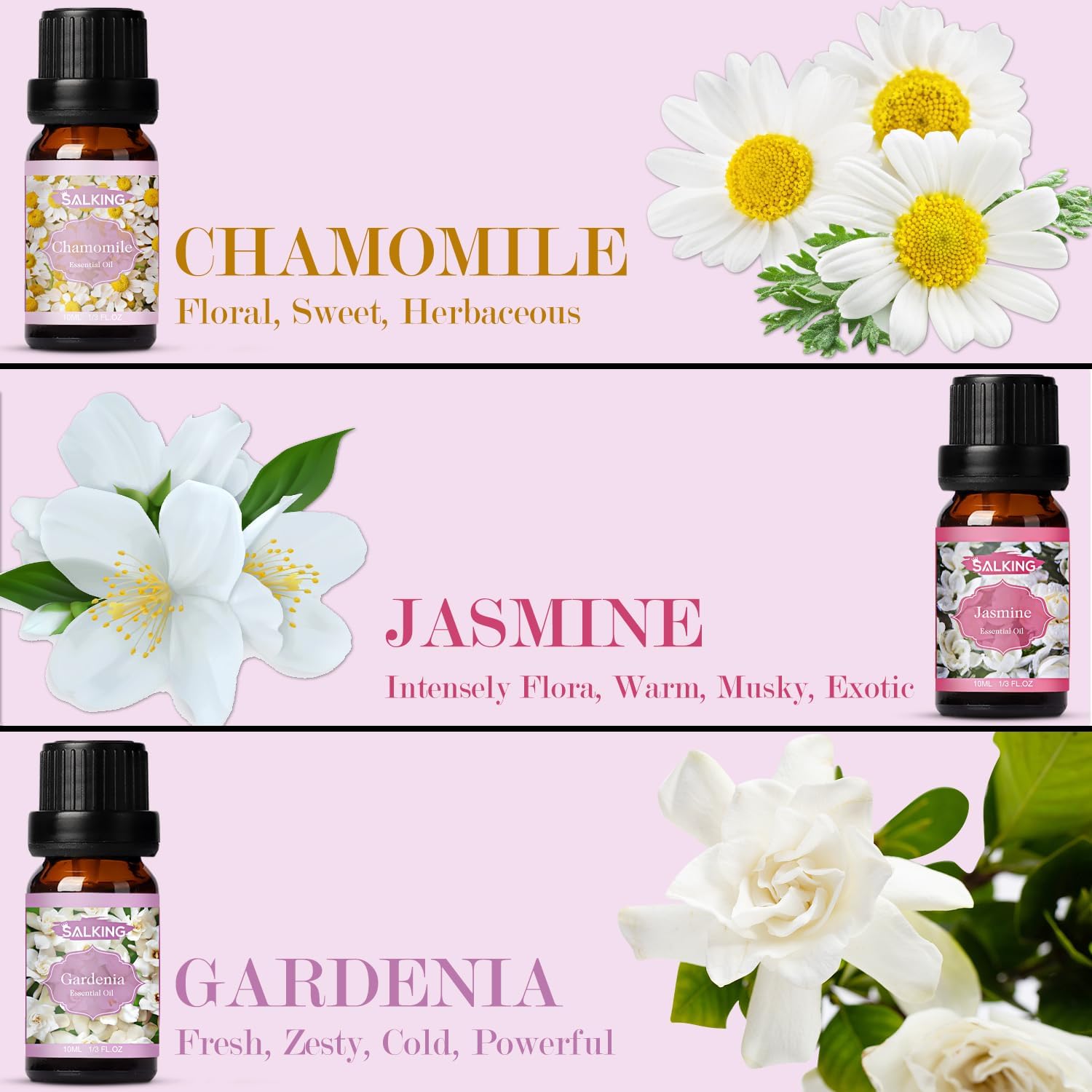 SALKING Premium 6 x 10 ML Floral Essential Oils Set for Diffusers - Image 4