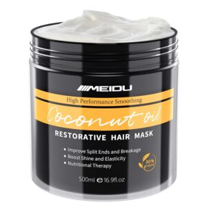 MEIDU Hair Treatment Mask - Hair Conditioning Masque for Dry Damaged or Colored Hair - Repair Deep Hydrating Moisturizing Nourishing with Keratin & Coconut Oil Cruelty-free All Hair Types(16.9 Fl Oz)