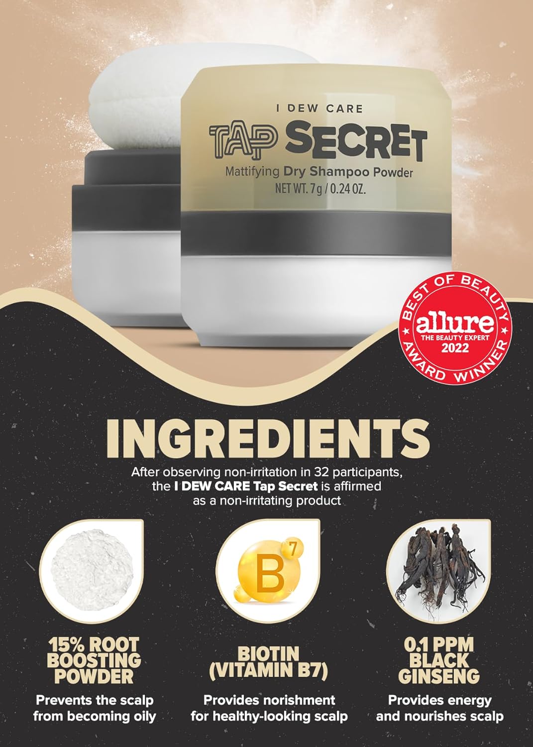 I DEW CARE Dry Shampoo Powder Twin Pack Travel Size Original Black Ginseng No White Cast - Image 5