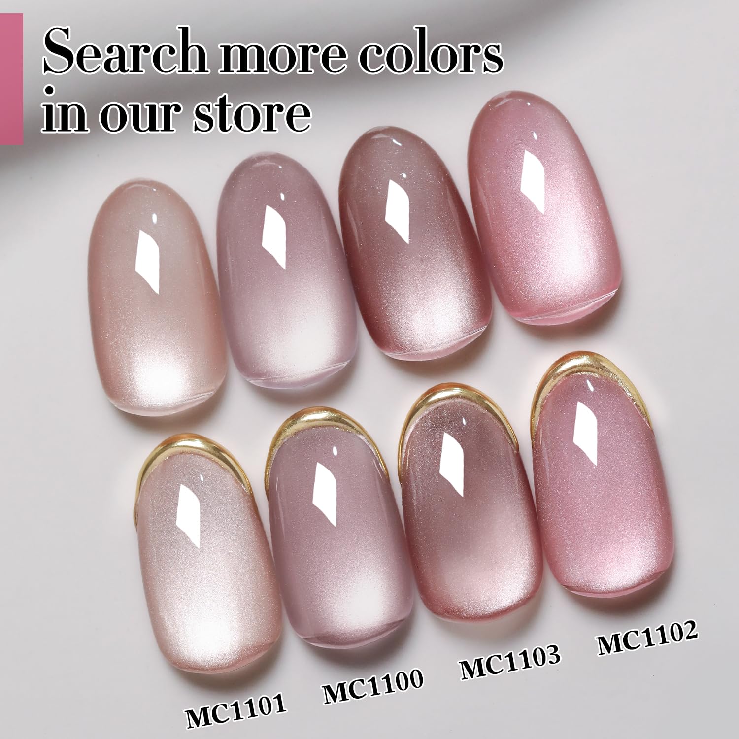 Double Rhythm Jelly Glass Cat Eye Gel Polish with Magnet 15ML Holographic Glitter Shimmer Translucent Sheer Color Magnetic Nail Polish Salon DIY at Home (Jelly Pink-MC1105) - Image 7