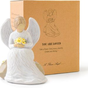 Guardian Angel Statues and Figurines, Praying Angel Figurines for Women, Resin Angeles Decorativos Hand-Painted Collectible Sculpture, Ornaments Mom Birthday Gifts