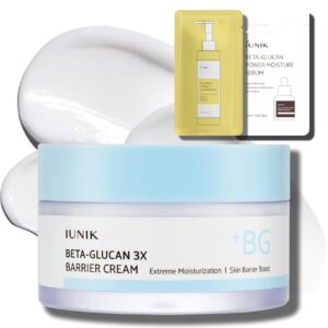 IUNIK Beta-Glucan Non-Sticky Deep Moisture Hydration 3x Barrier Cream Day&Night Moisturizer Quick Absorption Barrier Strengthening for Sensitive Dry Skin with Shea Butter Panthenol Korean Skincare