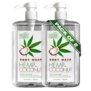 Natural Therapy Body Wash for Women and Men with Hemp & Coconut Oils - Shower Gel Cleanses and Moisturizing Skin - With Pure Dead Sea Minerals Nourish for Body - Pack of 2 (67.6 fl.oz)
