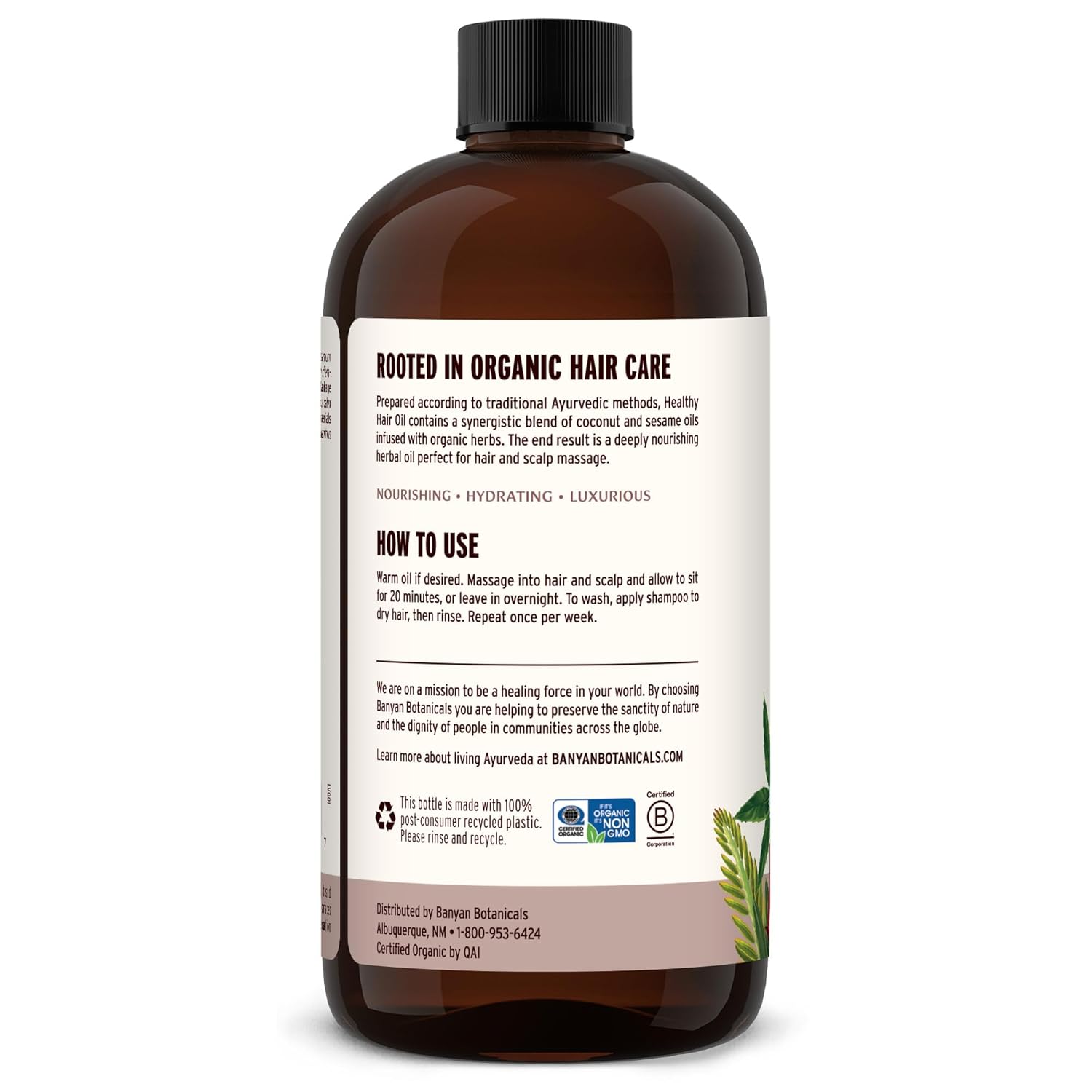 Banyan Botanicals Organic Herbal Hair Oil 24 oz Nourishes and Supports Hair Growth - Image 8