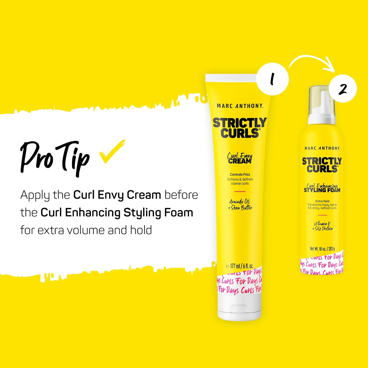 Marc Anthony Curl Enhancing Styling Foam, Extra Hold, Strictly Curls - Vitamin E & Silk Proteins Transforms Frizzy Hair to Full, Shiny, Defined Curls - Sulfate-Free Anti-Frizz Styling Mousse Product - Image 5