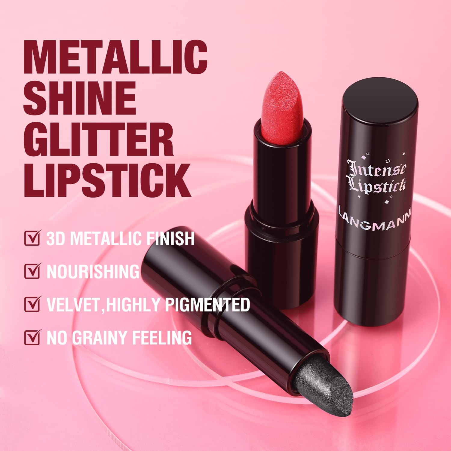 Jolilab Sparkling Lip Gloss, Long Lasting Waterproof Moisturizer Lip Balm Glitter Shimmer Metallic Lipstick, Diamond Shiny Bold Glow Goth Lipstick for Women Girls, Non-sticky (1, 07#) - Image 5