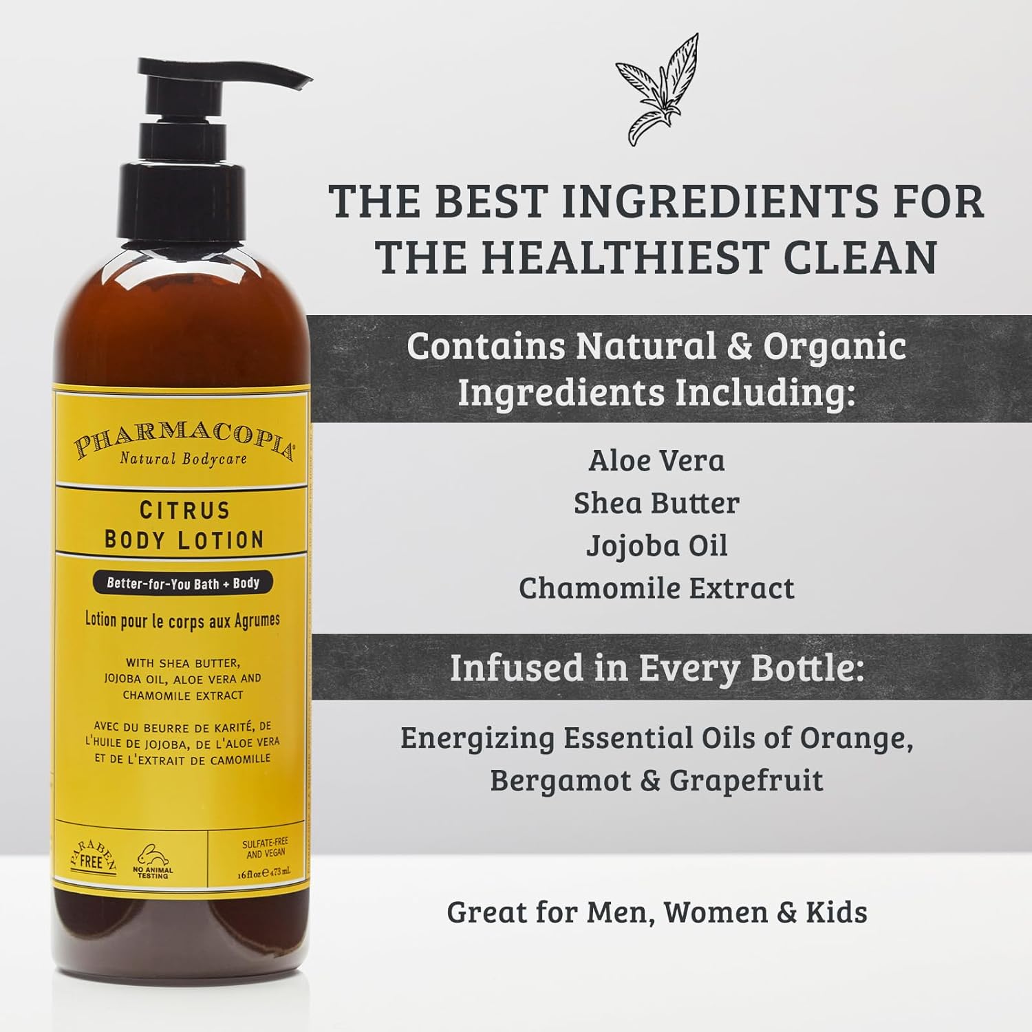 Pharmacopia Citrus Body Lotion - Hydrating Natural Moisturizer with Aromatherapy Benefits - Cruelty-Free Vegan Skin Care - Shea Butter, Aloe Vera, and Jojoba Oil - Lotion for Dry Skin, 16 oz - Image 3