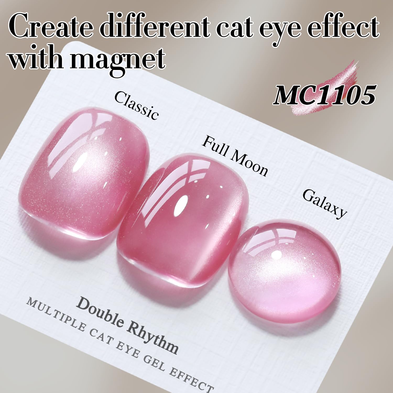 Double Rhythm Jelly Glass Cat Eye Gel Polish with Magnet 15ML Holographic Glitter Shimmer Translucent Sheer Color Magnetic Nail Polish Salon DIY at Home (Jelly Pink-MC1105) - Image 3