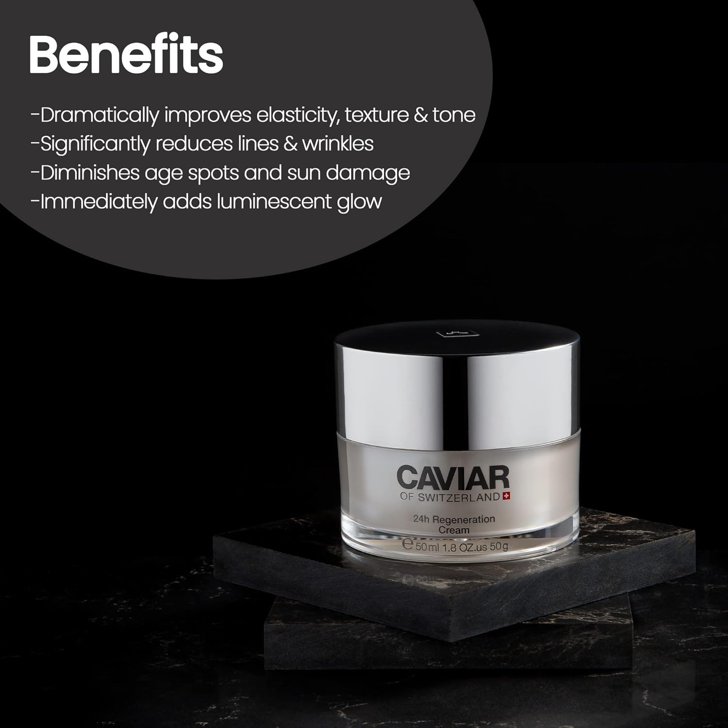 Caviar Face Moisturizer Regenerate Cream - Anti Aging Cream for Aging Spots, Facial Treatment with Hyaluronic Acid & Resveratrol, Facial Moisturizer for Any Type of Skin | (1.6 Oz) - Image 6