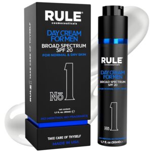 No.1 Day Cream, SPF 20, Face Moisturizer for Men, 10-in-1 Men’s Face Cream, Sunscreen, Nornal & Dry Skin Moisturizer, Men’s Grooming, No Menthol, No Fragrance, 50 mL