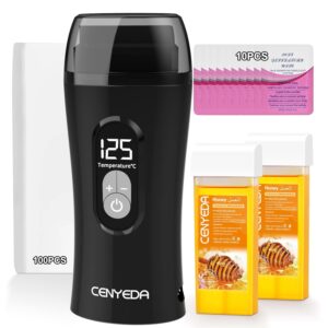 Digital Honey Wax Kit for Women's Hair Removal - Roll On Warmer with 2 Cartridges and 100 Wax Strips