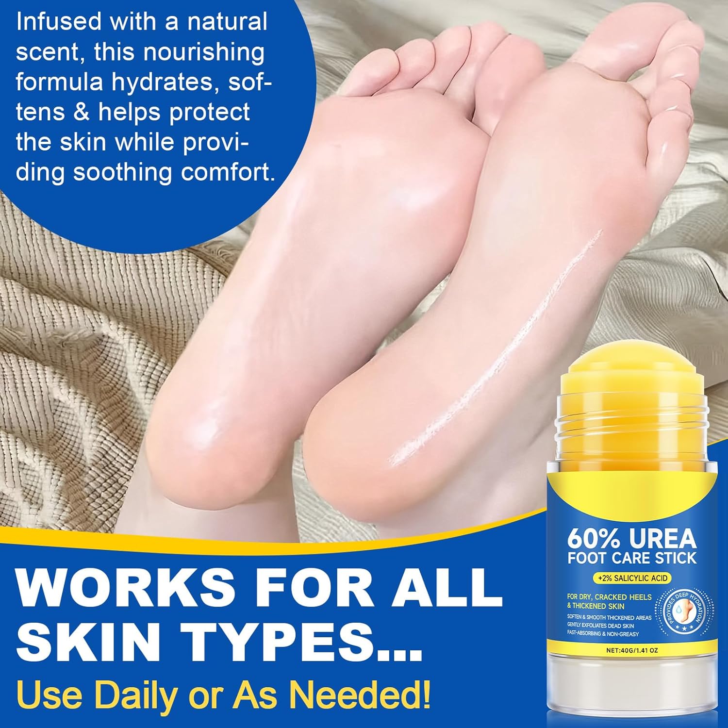 Urea Cream Stick 60% Salicylic Acid 2% for Cracked Heels and Dry Skin 1.5 oz - Image 6