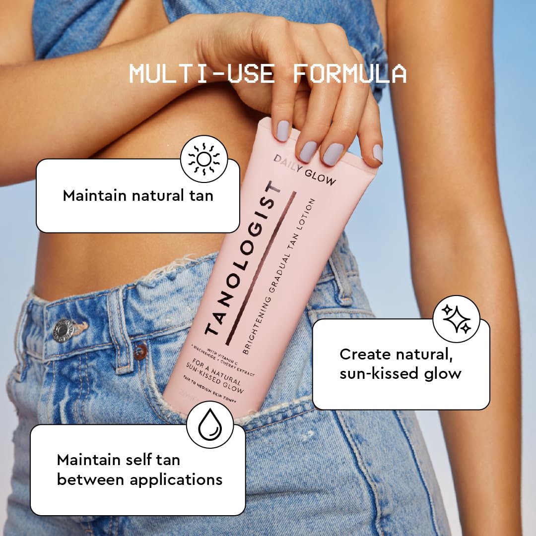 Tanologist Brightening Daily Glow Body Lotion- Light To Medium, Gradual Tanning Lotion, Streak-Free & Natural Looking Self Tanner, Illuminating, 8.45 fl. oz/250 ml Tube - Image 4