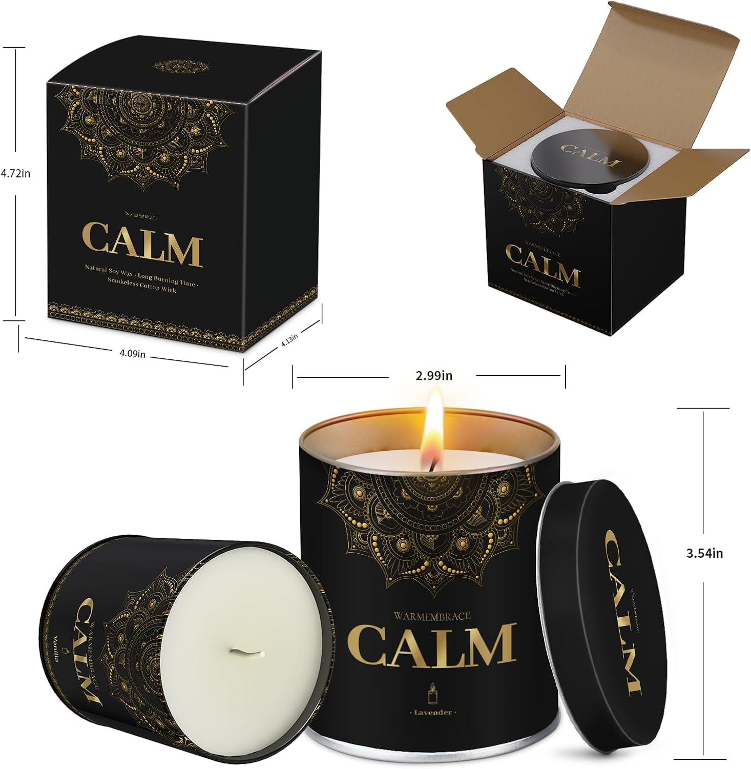 WarmEmbrace Lavender Scented Candles, 9 Oz Jar Candles for Home, Office, Meditation, Yoga, Candles for Women & Men, Birthday, Anniversary, Valentine's Day Present, Elegant Decorative Accent - Image 2