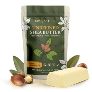 Organic Unrefined Raw African Ivory White Shea Butter 8oz - Moisturizing Raw Shea Butter Bar for Skin & Hair, DIY Lip Balm Base, Cream, Soap & Lotion Making Supplies Kit, Skincare