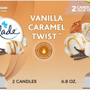Glade Candle Jar, Air Freshener, Vanilla Caramel Twist, 3.4 oz, 2 Count