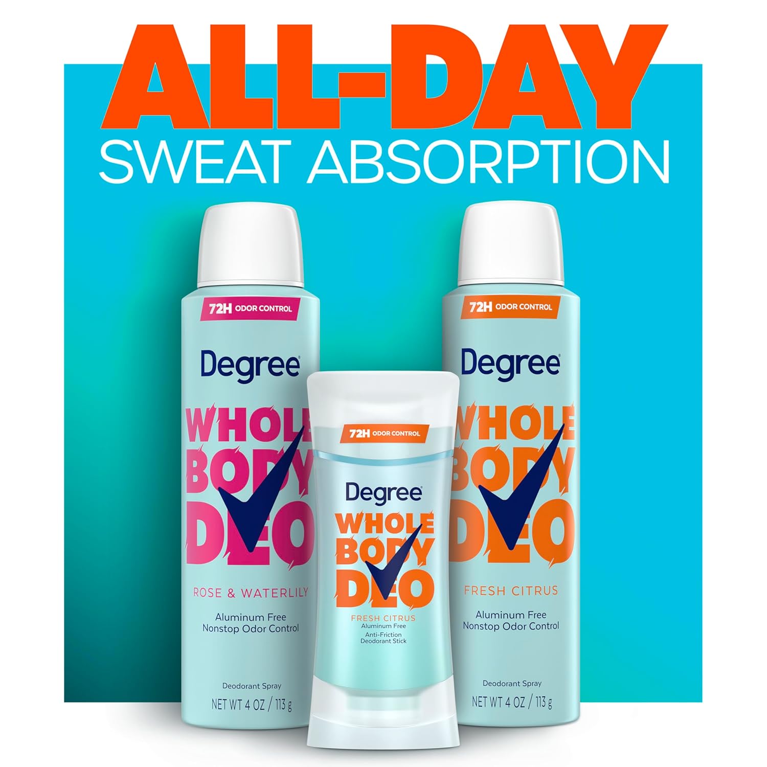 Degree Women Whole Body Deodorant Stick, Fresh Citrus Scent, Glides on Clear + Absorbs Sweat, Aluminum Free 72H Odor Protection 2.6 oz - Image 10