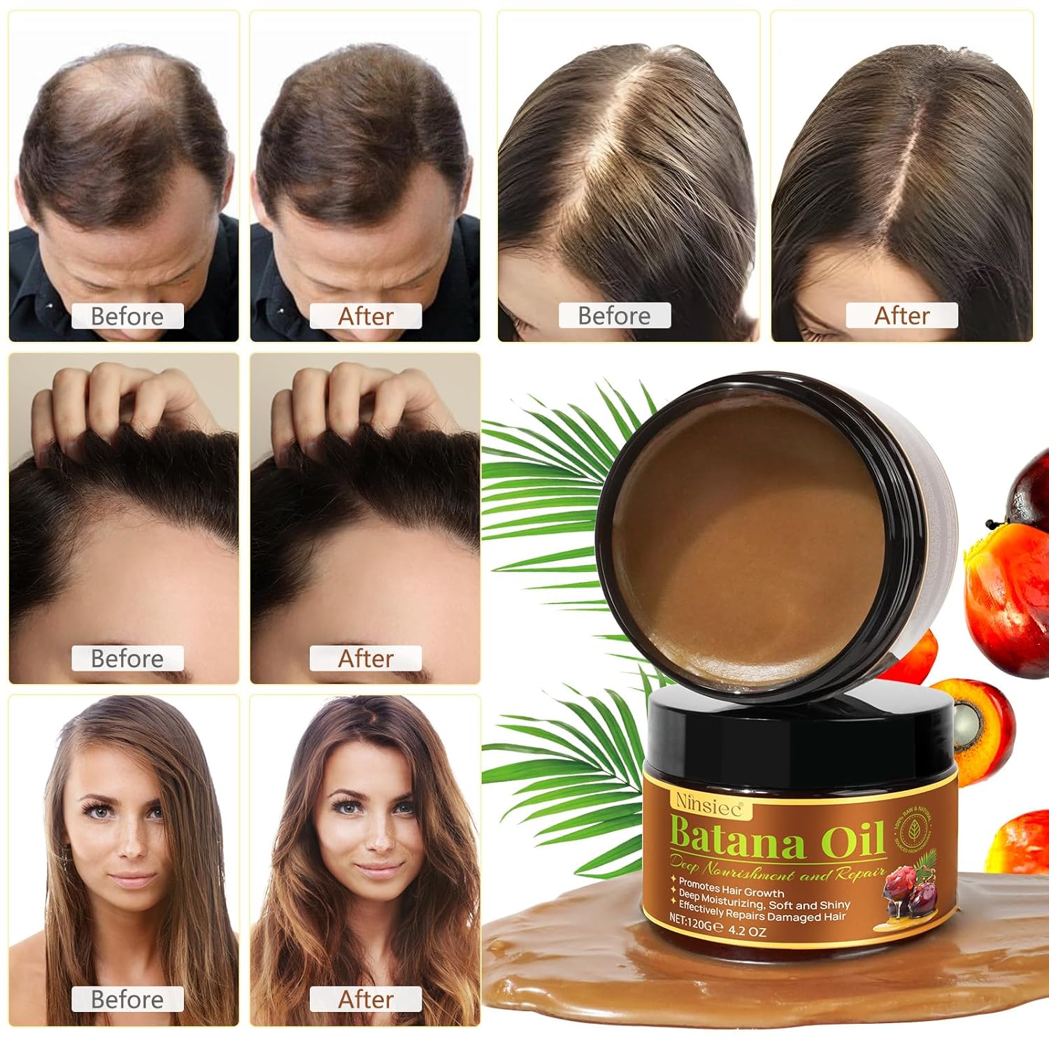 Pure Unrefined Organic Batana Oil for Hair Growth and Repair Damaged Hair 16oz - Image 8