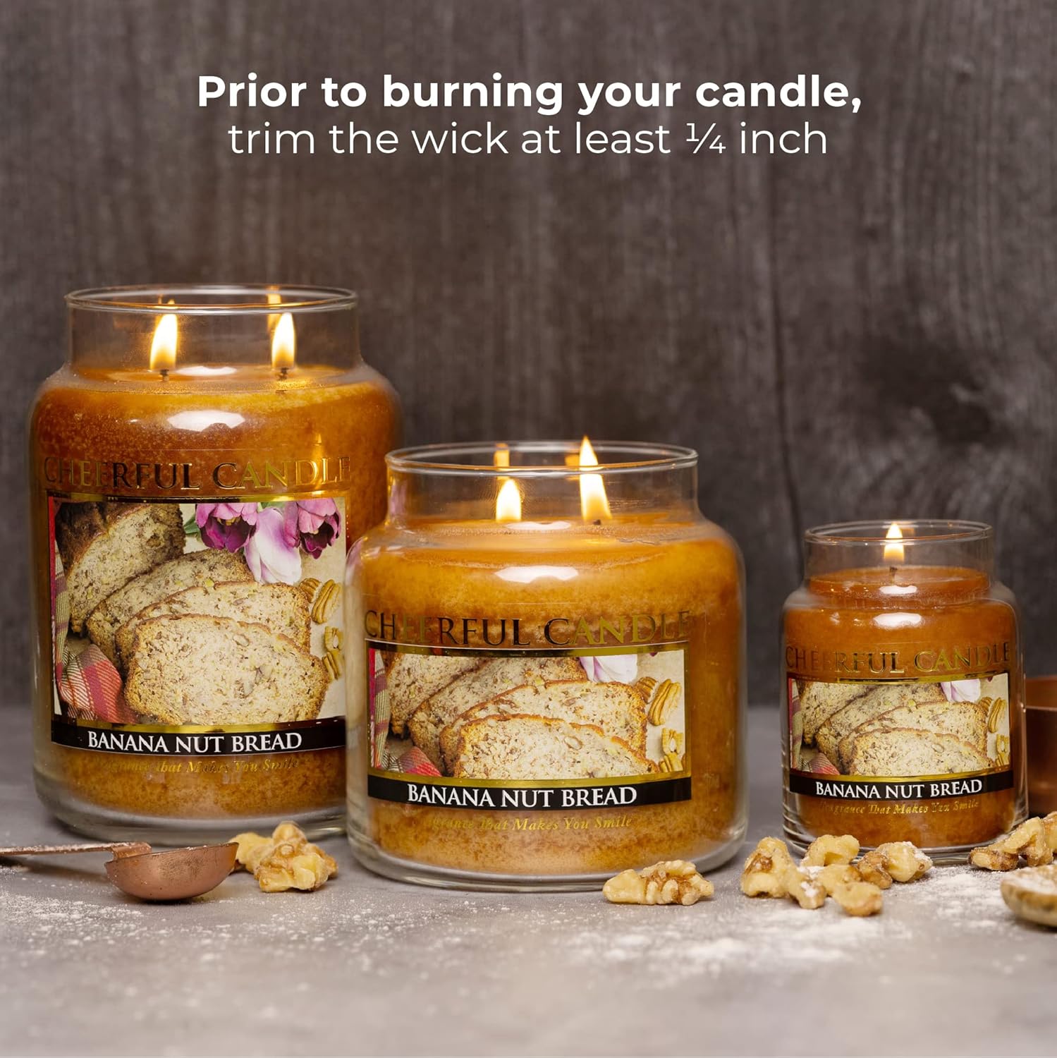 A Cheerful Giver — Banana Nut Bread - 24oz Large Scented Candle Jar with Lid - Cheerful Candle - 135 Hours of Burn Time, Christmas Gift for Women, Brown - Image 8