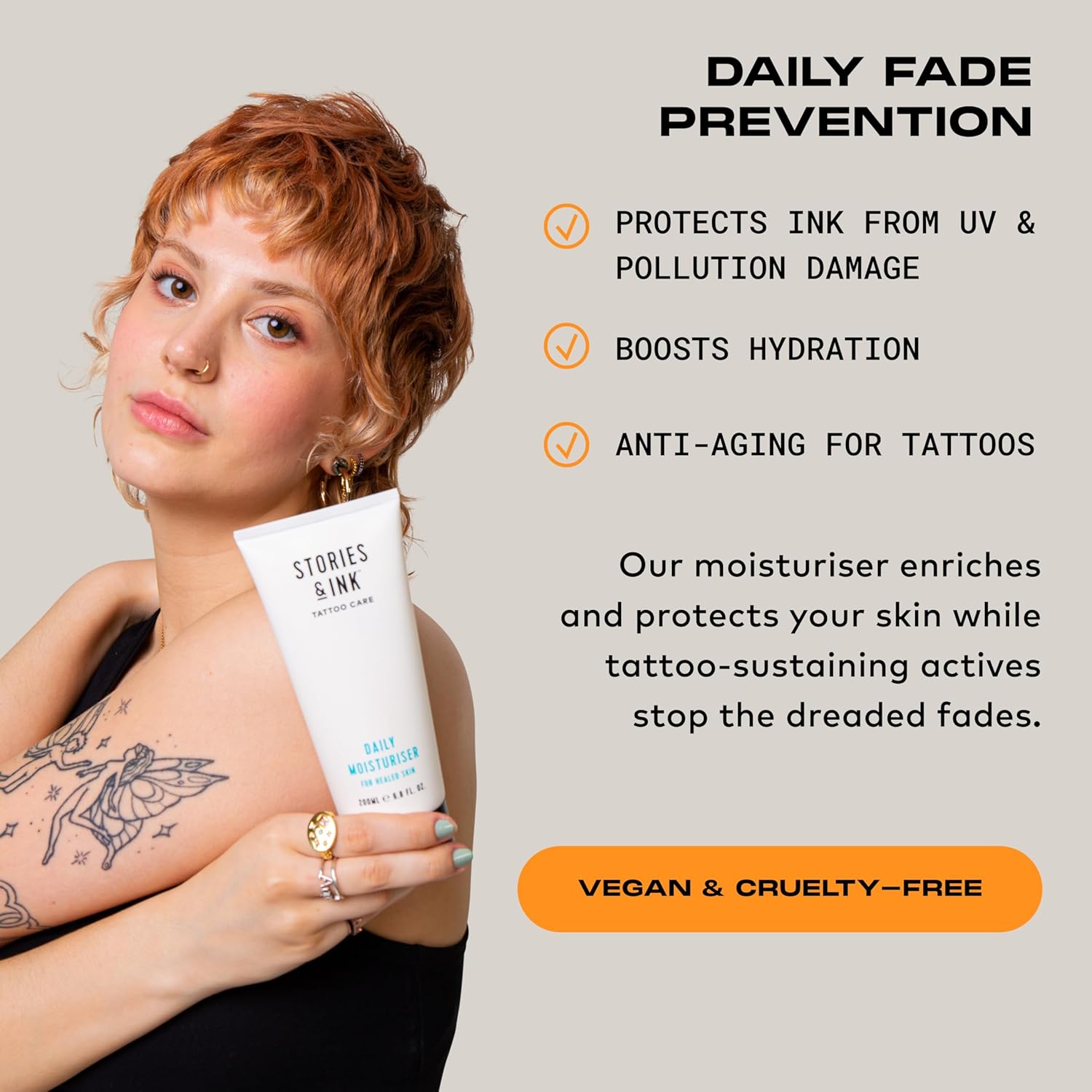 Stories & Ink Tattoo Care | DAILY MOISTURIZER for healed skin - with Advanced UV Ink Protection to Prevent Tattoo Fading, Protects & Hydrates Healed Tattoos, 200 mL / 6.8 Fl Oz - Image 4