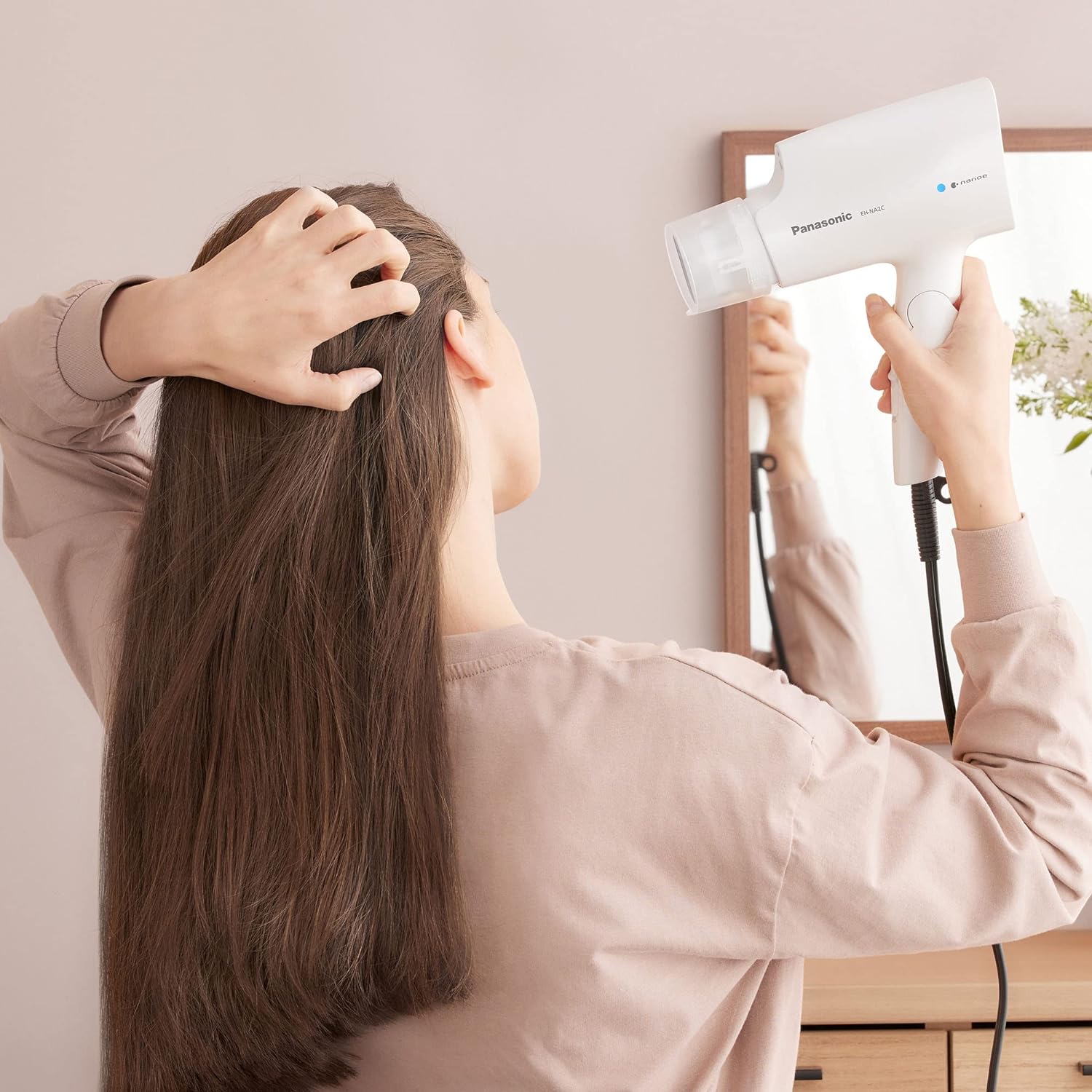 Panasonic nanoe Compact Hair Dryer with Oscillating Quick Dry Nozzle for Healthier-Looking Hair, Folding Blow Dryer for Travel and Home, 3 Airflow Settings - EH-NA2C-W (White) - Image 7