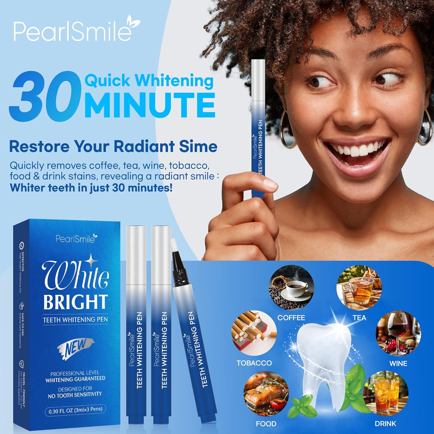 Teeth Whitening Gel – Set of 3 – Gentle, Pain-Free Formula for Sensitive Teeth – Easy, Mess-Free Application – Travel-Friendly & Enamel-Safe for a Brighter Smile - Image 3