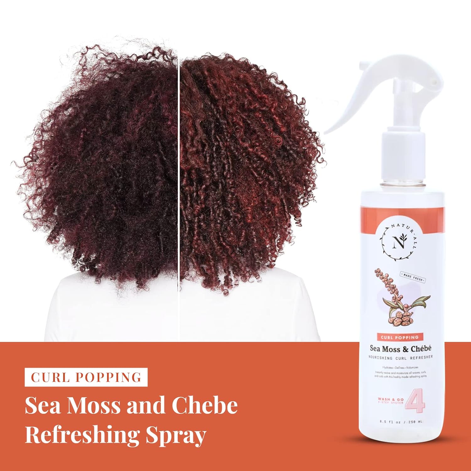 NaturAll Sea Moss & Chebe 8.5 Oz Hydrating Curl Refresher Spray for Curly Hair - Image 2