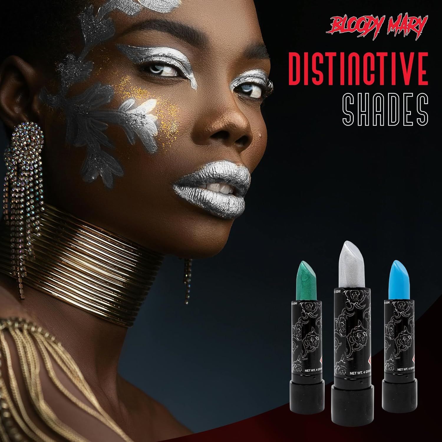 Bloody Mary Lipstick Professional Hollywood Makeup Quality -Creamy & Long Lasting – Fashionable Eccentric Gothic Style - Ideal For Halloween - Unique Color & Rich Pigment (Navy Blue) - Image 2