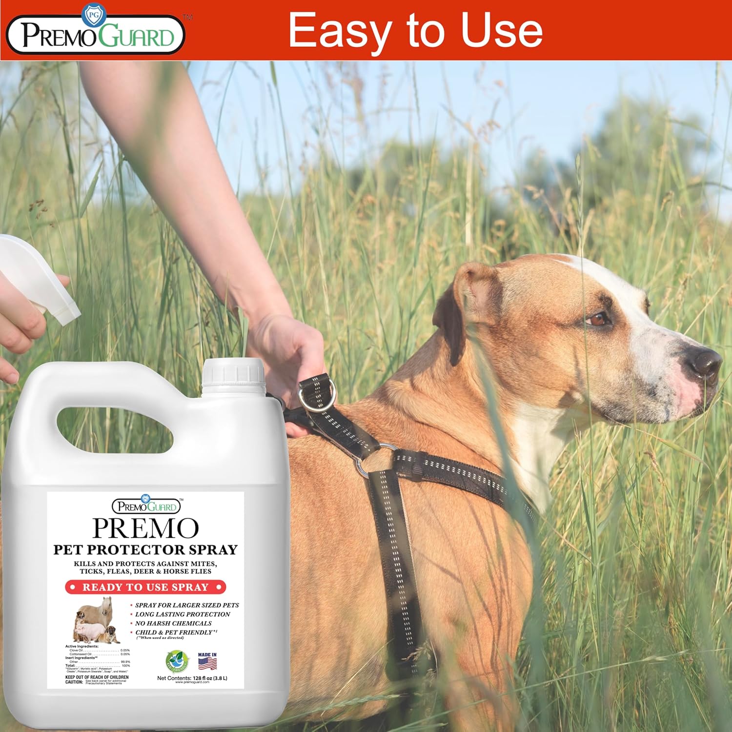 Premo Guard 128 oz Natural Plant Based Pet Protector Spray for Dogs, Cats, and Home - Image 4