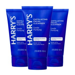 Harry's Exfoliating Face Wash for Men, Gentle Facial Skin Care Products with Volcanic Rock Exfoliant, 2 Fl. Oz, Pack of 3