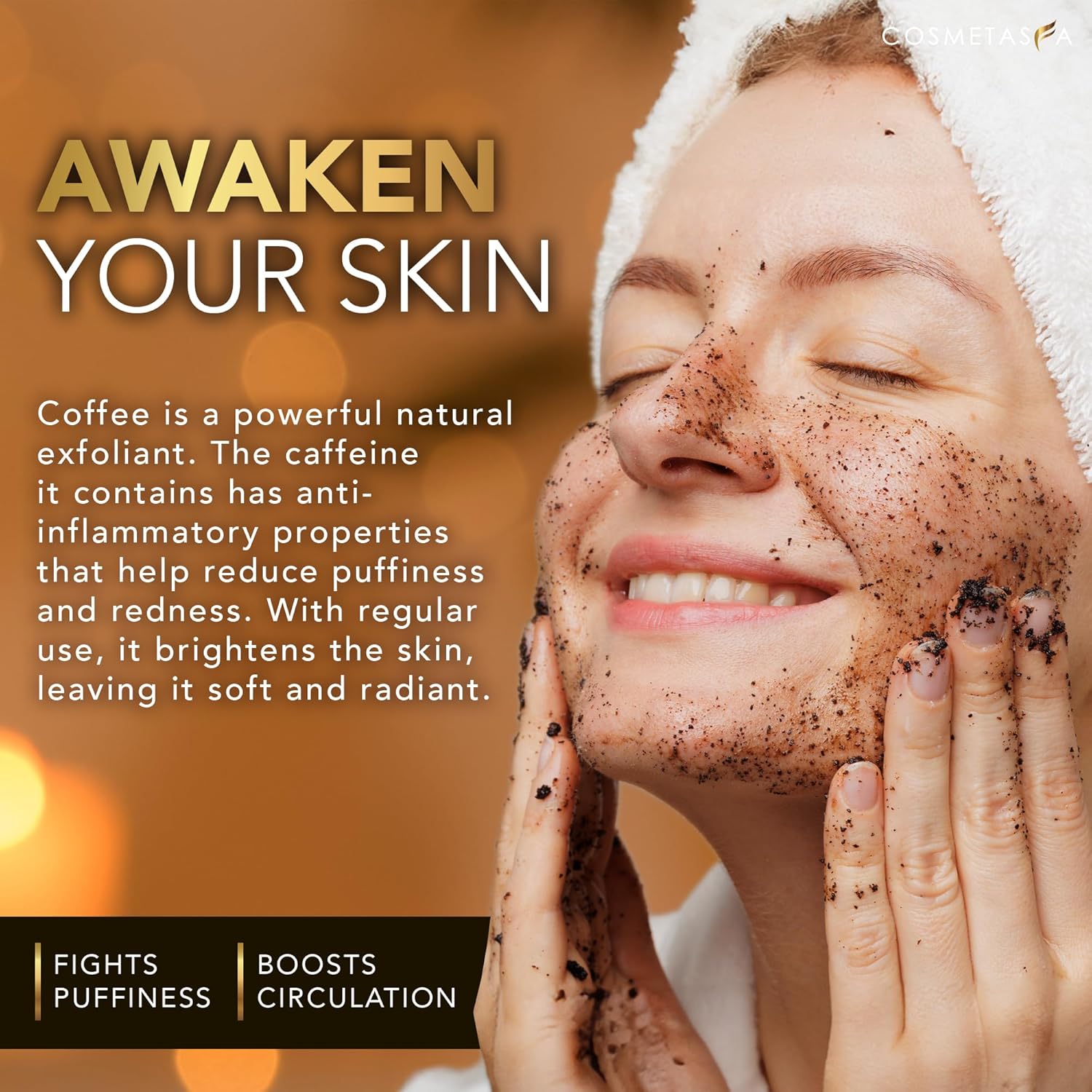 Cosmetasa Organic Arabica Coffee Scrub Bundle 2 in 1 Face and Body Exfoliator with Gloves for Men and Women - Image 4