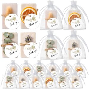 24 Sets Mini Eucalyptus Soap Favors Soap Thank You Gifts with Cards Organza Bags Handmade Neutral Gifts for Baby Shower Bridal Shower Birthday Wedding Party Favors Guest Prize Souvenirs