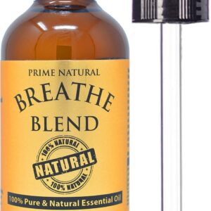 Prime Natural Breathe Essential Oil Blend 4oz - Pure, Undiluted Therapeutic Grade for Aromatherapy, Scents & Diffuser - Sinus Relief, Allergy, Congestion, Cold, Cough, Headache