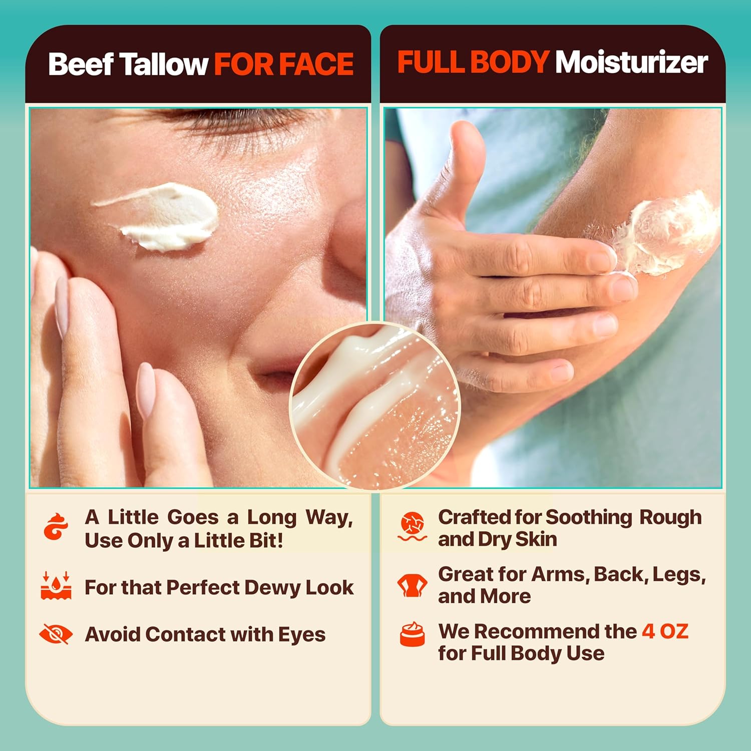 Beef Tallow for Skin - Moisturizer Cream - 100% Grass Fed - Whipped Beef Tallow - Organic Jojoba Oil - Organic Shea Butter - Supports Eczema, Rosacea+ - Made in USA - Citrus Breeze - 4 oz - Image 3