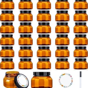 32 Pack 8 oz Plastic Sugar Scrub Containers with Lids, Body Butter Jars Amber Empty Refillable Round Cosmetic Containers for Creams,Lotions,Candy,Bath Salt,Gel