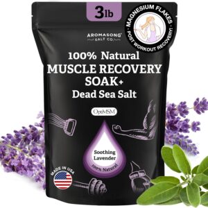 Muscle Recovery Bath Soak for Muscle | Sore Muscle Soak with Dead Sea Salt, OptiMSM, Magnesium Flakes & Essential Oils | 3 Lb. - Made in USA.