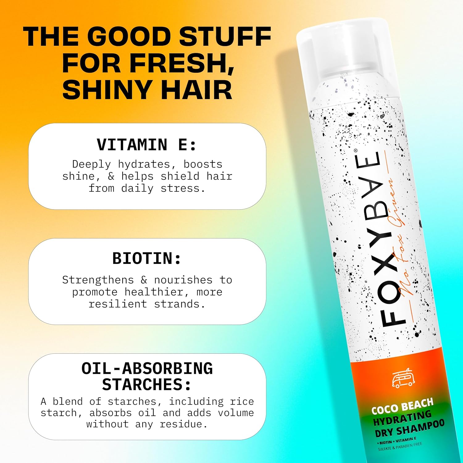 FoxyBae Dry Shampoo Spray for Women - All Hair Types - with Biotin, Vitamin E - Adds Texture, Volume; Absorbs Oil - Coco Beach - Sulfate & Paraben-Free - Beachy-Coconut Scented - Waterless - 7 Fl Oz - Image 4