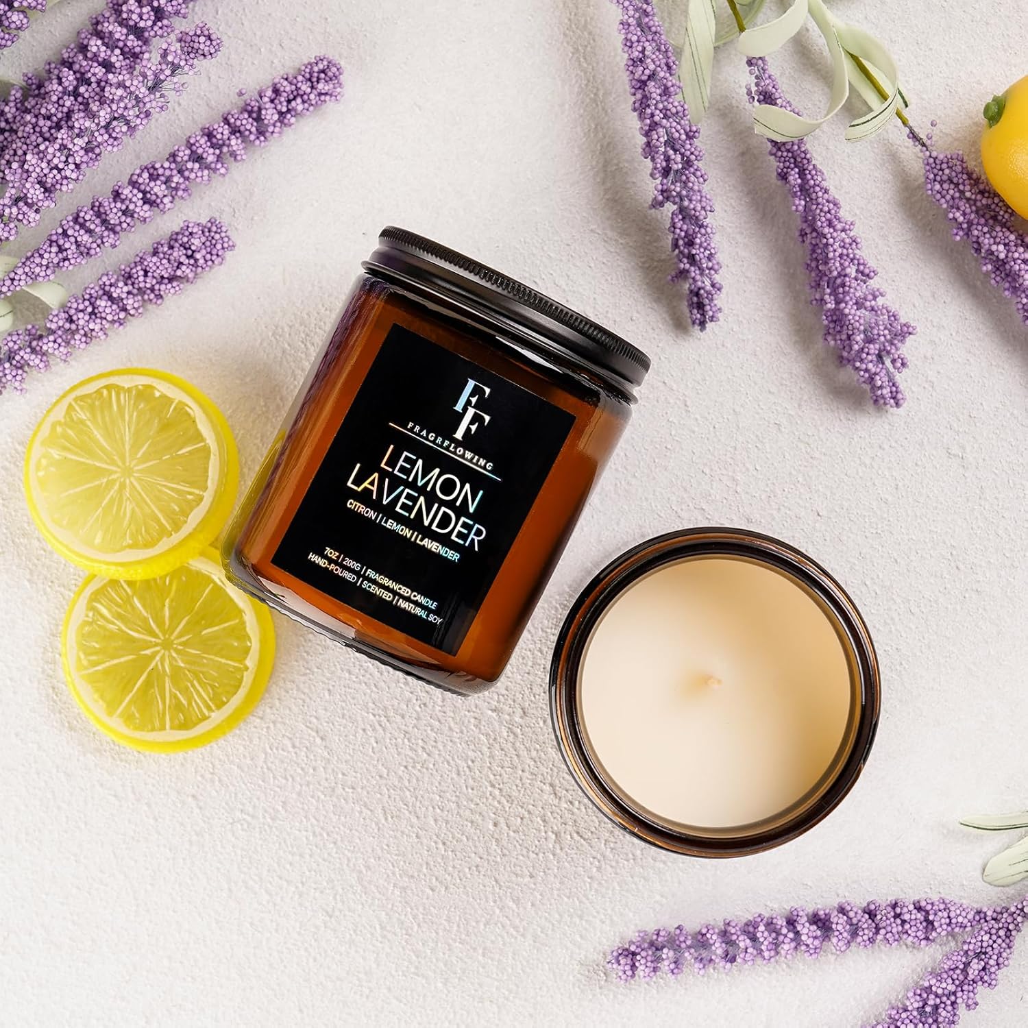 Scented Candles for Home Scented Aromatherapy Candles, 4 Pack 28 Oz Soy Wax Candle Gift Set for Women Men (Lemon Lavender/Vanilla Sugar/Sandalwood Rose/Moroccan Amber) - Image 5
