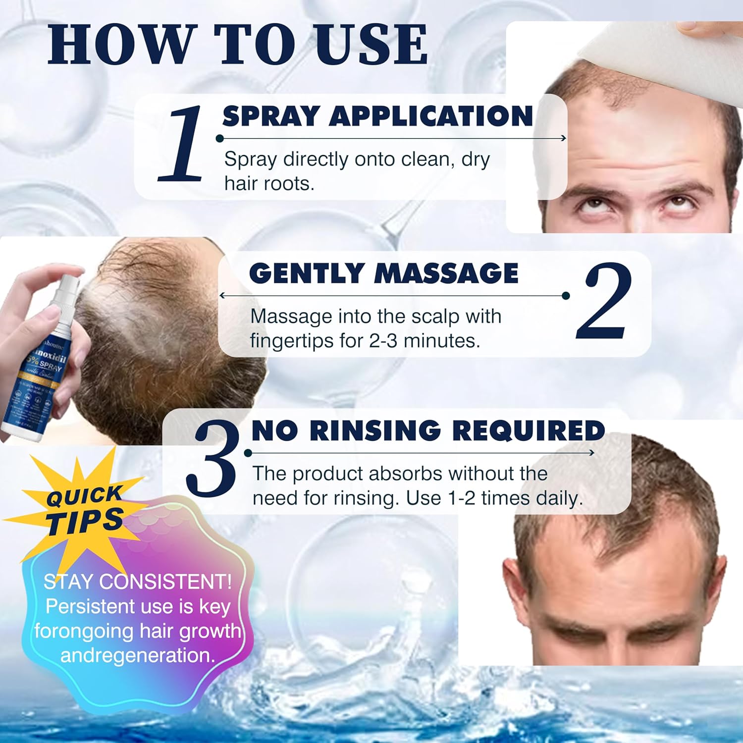 5% Minoxidil Hair Growth Spray with Brush for Women & Men, Minoxidil Biotin for Men Beard, 60ml / 2.11 fl.oz - Image 6