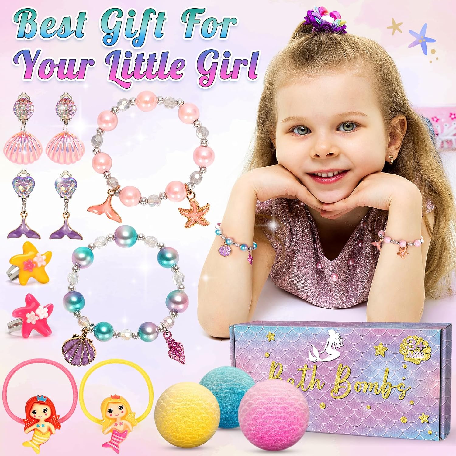 8 Pack Mermaid Bath Bomb Kit with Surprise Toys for Girls Aged 4-8 - Image 5