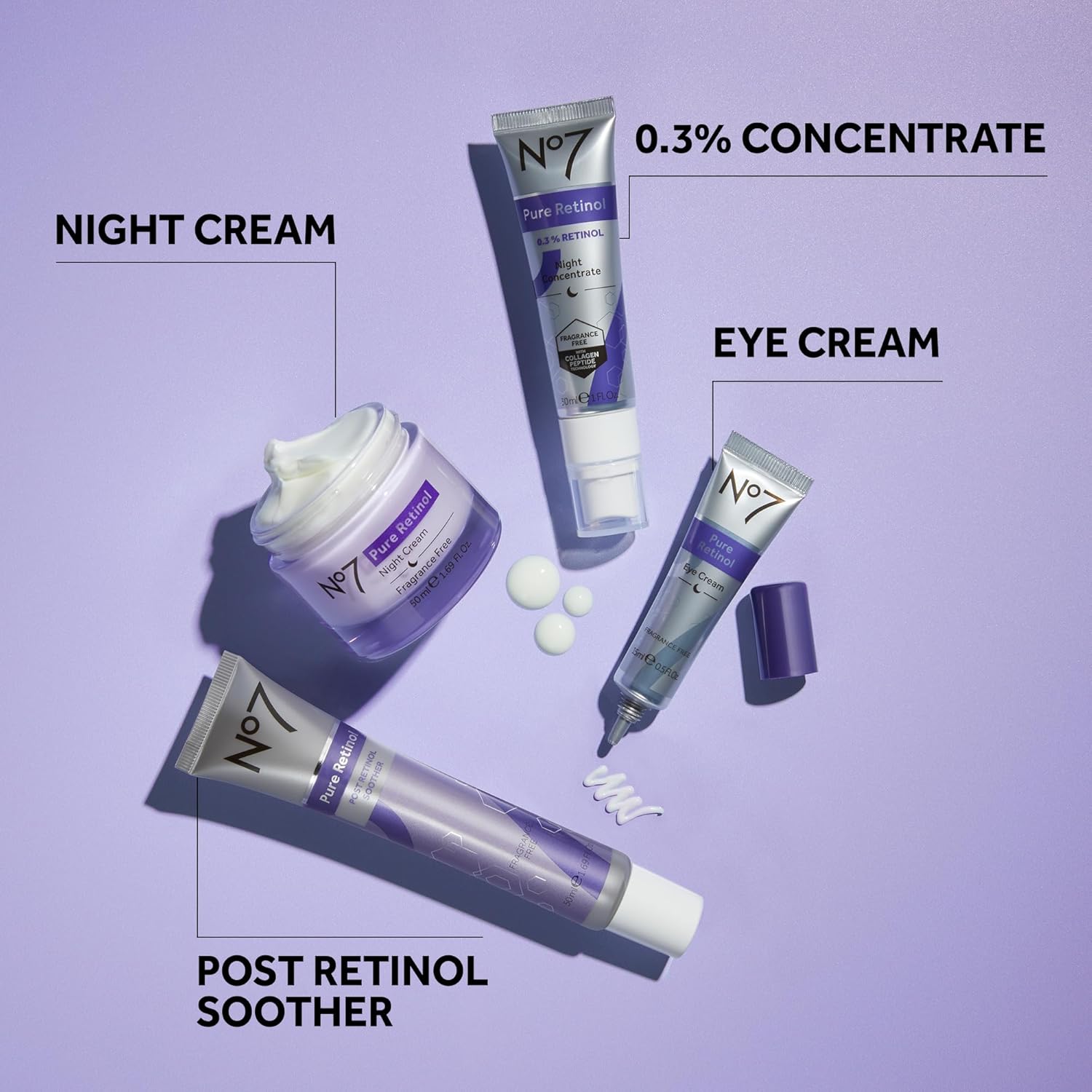 No7 Pure Retinol Night Cream - Collagen-Boosting Retinol Cream that Visibly Smoothes, Plumps & Firms Complexion - Dermatologist Approved & Fragrance-Free (1.69 Fl Oz) - Image 7