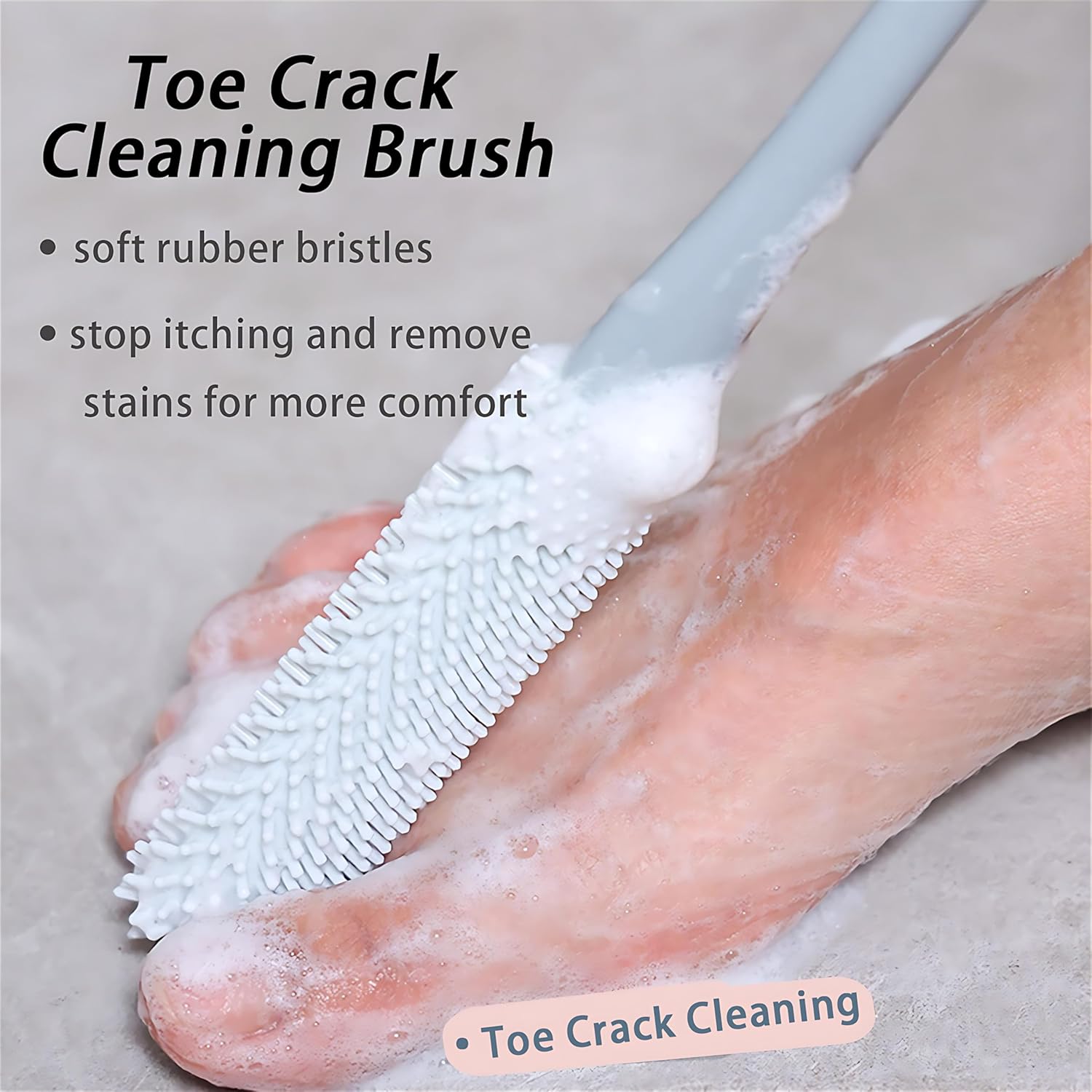 2Pack 15.7" Foot Scrubber in Shower with Long Handle Silicone Foot Brush Soft Skin Exfoliation Gap Brush for Seniors, Elderly, Men and Women (Gray) - Image 7