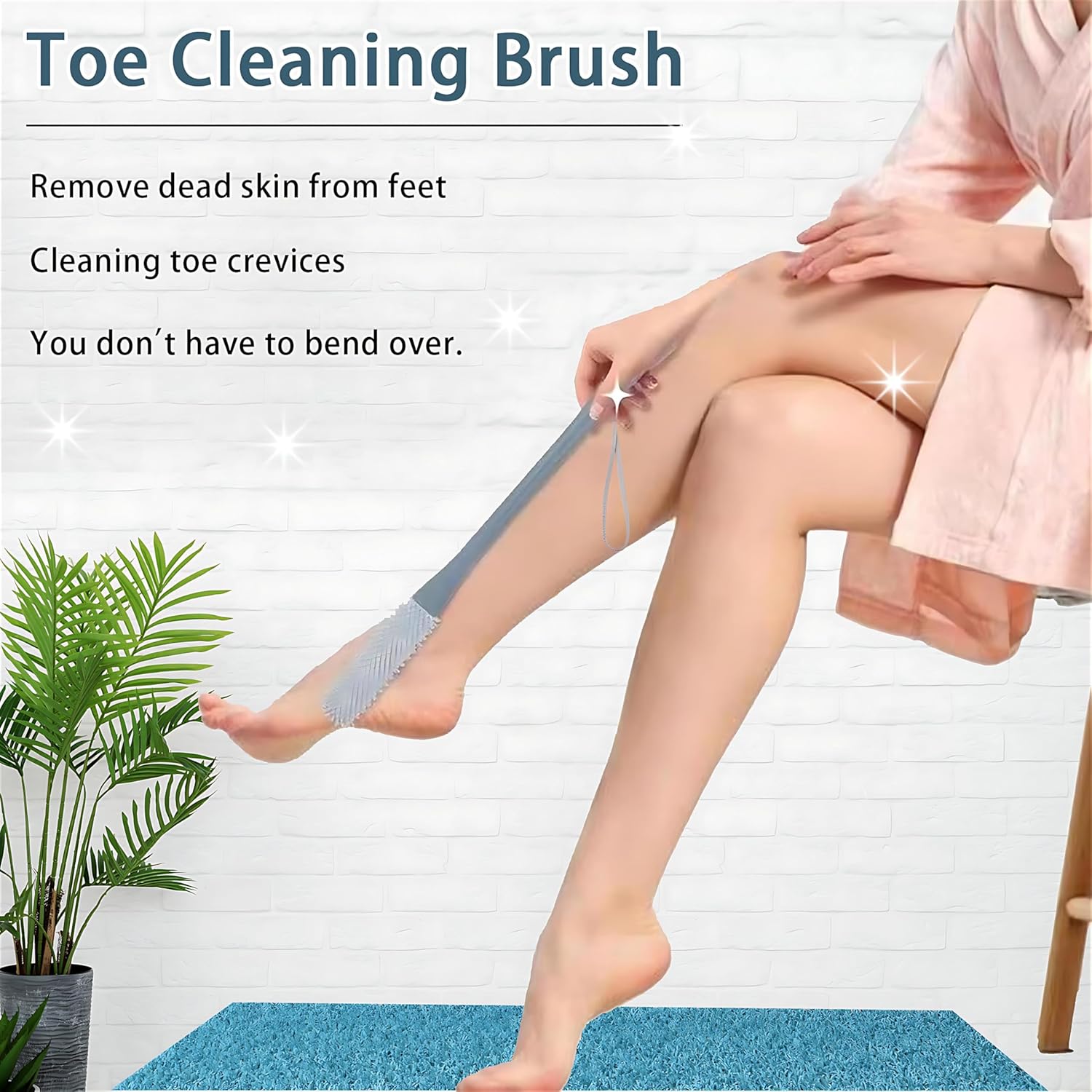 2Pack 15.7" Foot Scrubber in Shower with Long Handle Silicone Foot Brush Soft Skin Exfoliation Gap Brush for Seniors, Elderly, Men and Women (Gray) - Image 6