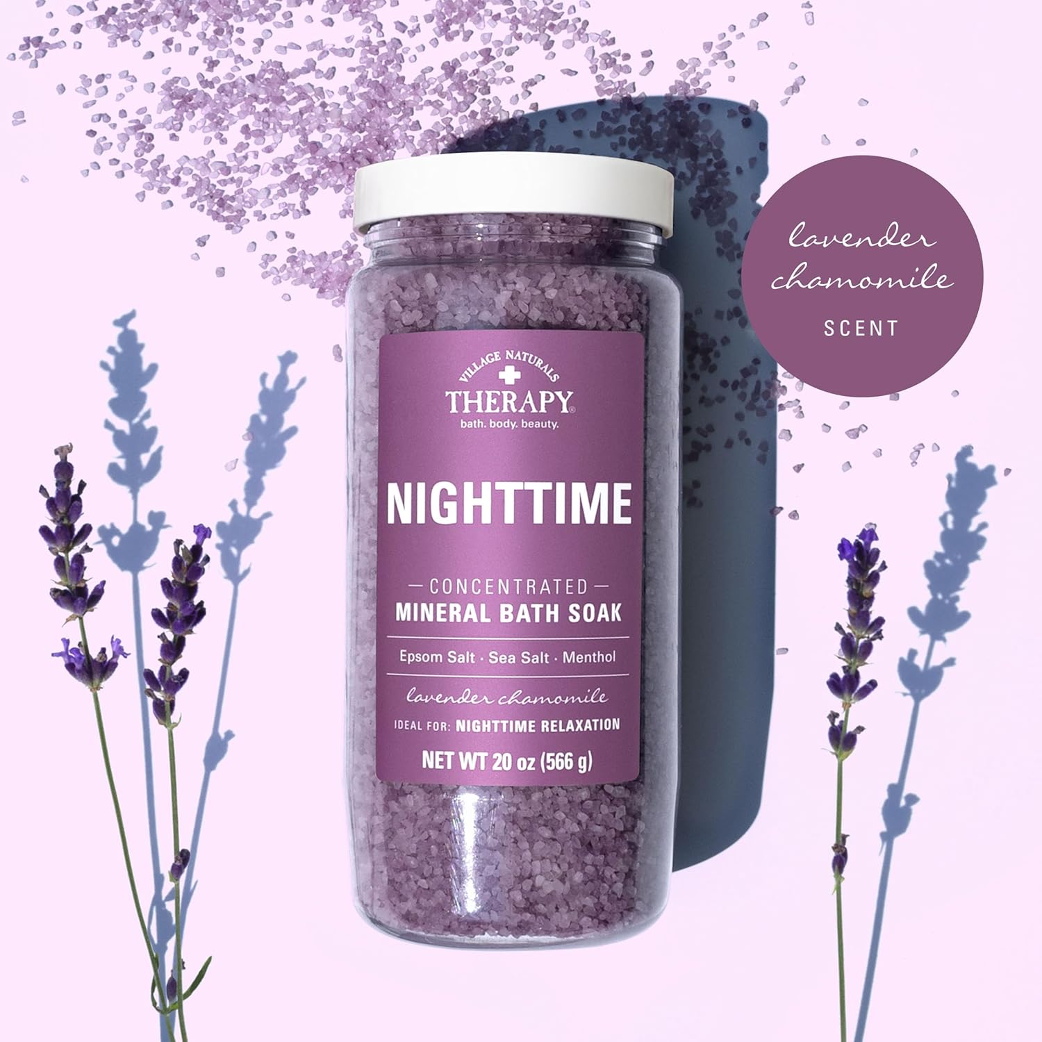 Village Naturals Therapy Nighttime Concentrated Mineral Bath Soak, 20 oz, Pack of 4 - Image 4