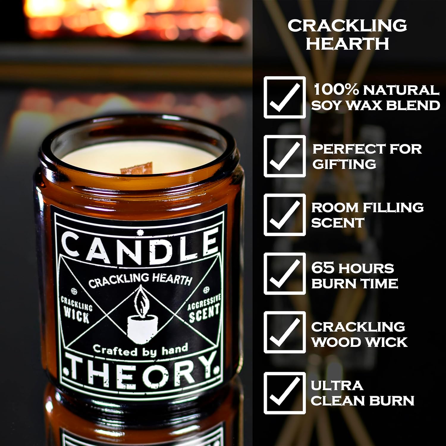 Candle Theory Crackling Hearth Scented Candle for Men - 7.6 Ounce, Bedroom & Home Fragrance - Image 5