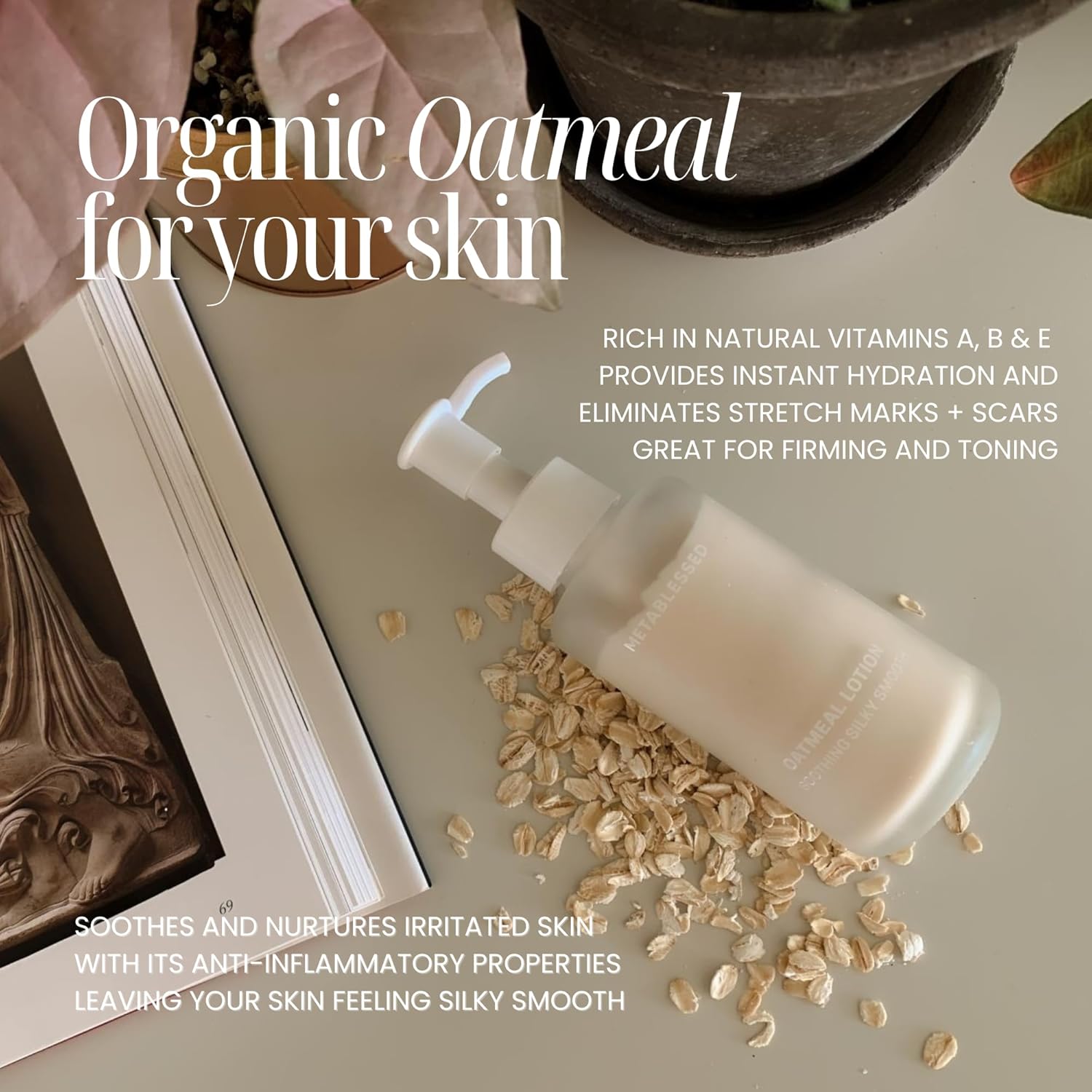 Organic Oatmeal Lotion - Nurtures Dry Itchy Skin Plant-Based Body Moisturizer with Aloe Vera + Shea Butter 3.38 fl. oz - Image 2