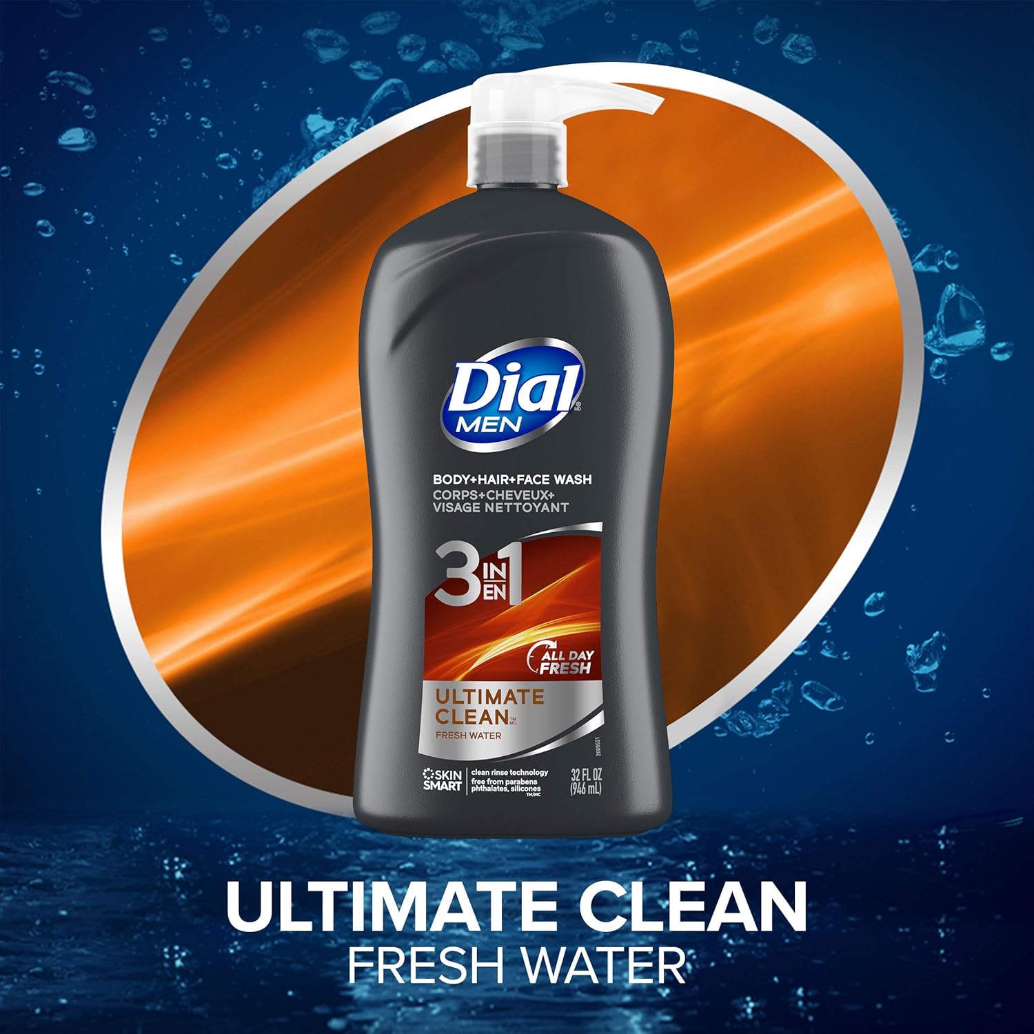 Dial Men 3in1 Body, Hair and Face Wash, Ultimate Clean, 32 Fl Oz - Image 6