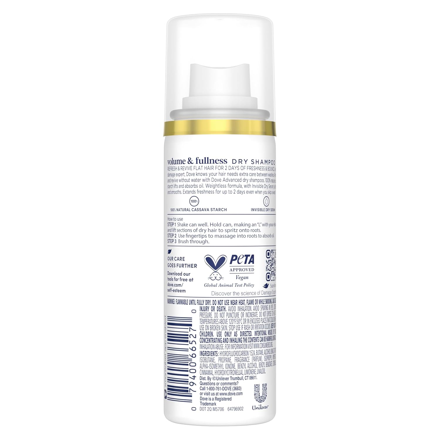 Dove Advanced Dry Shampoo Volume & Fullness Refresh & Revive Flat Hair Without Water for 2 Days of Freshness & Bounce 1.15 oz - Image 2